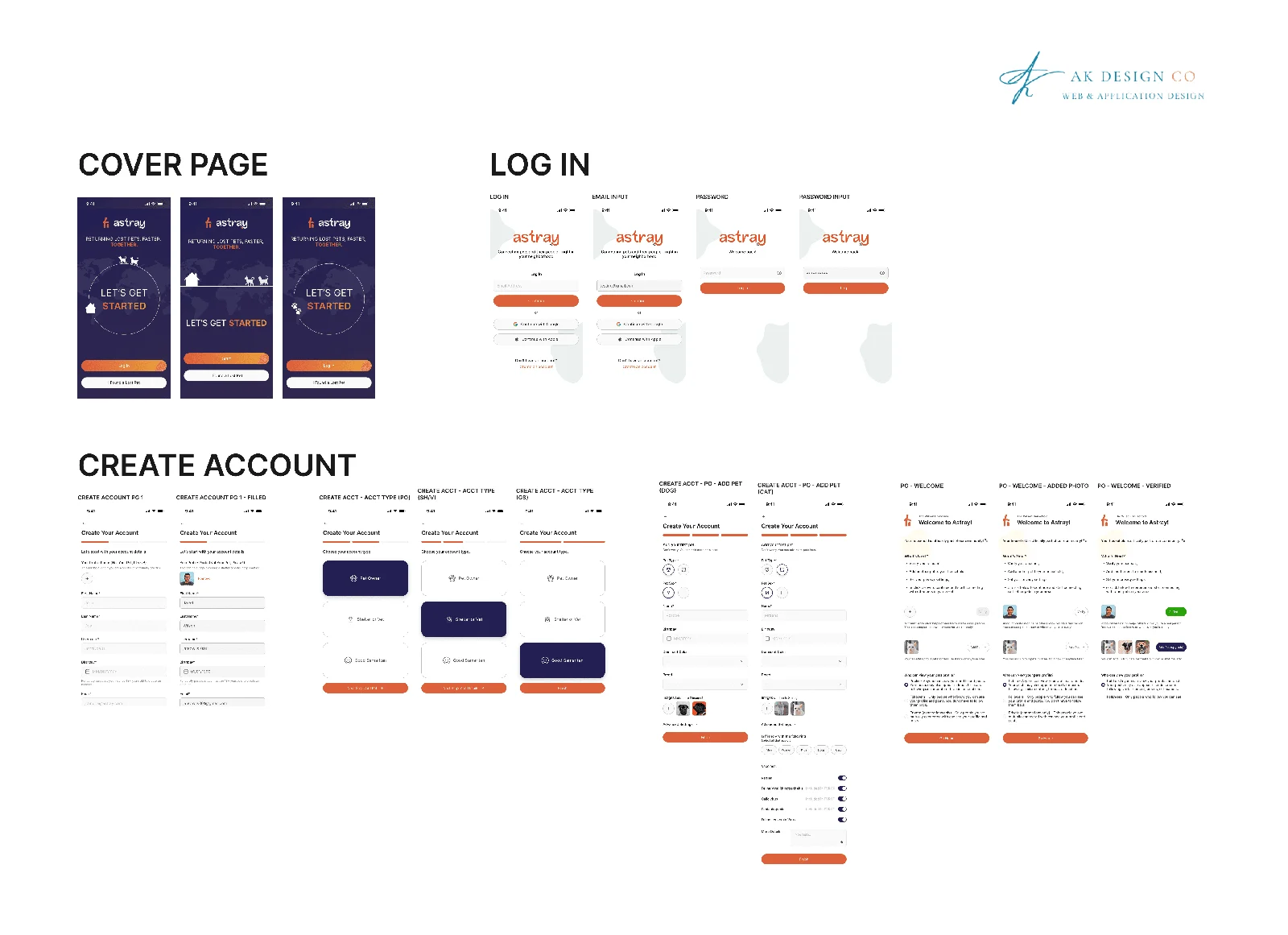 Final deliverable documentation: cover, login, and account creation.