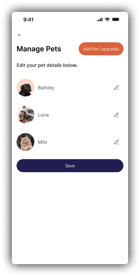 Manage Pets: support for shared pet management.