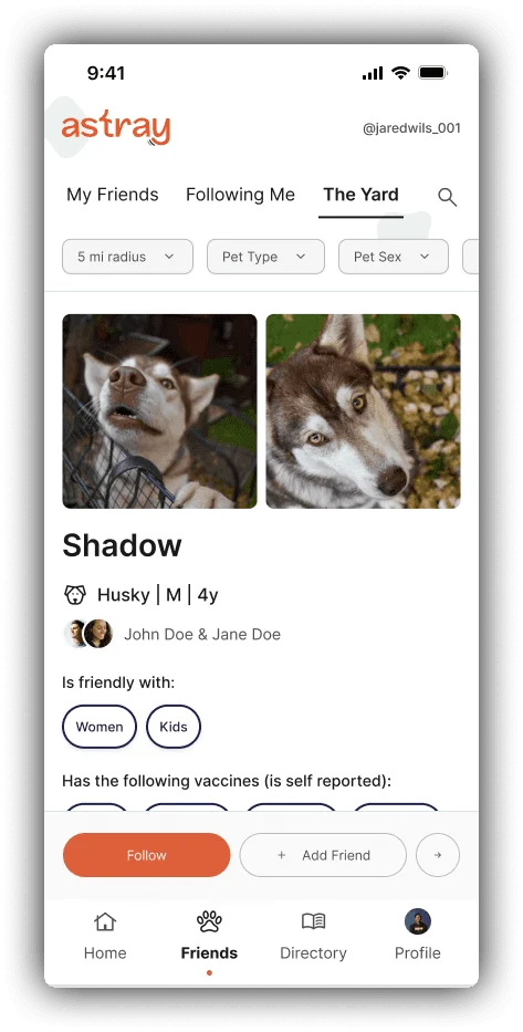 Community discovery: pets and owners in a list.